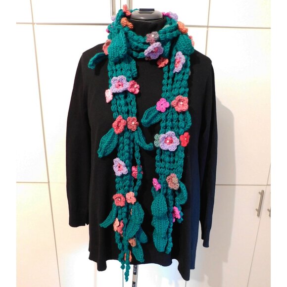 Crochet Flower Decorative Scarf - fall will come - Picture 2 of 4